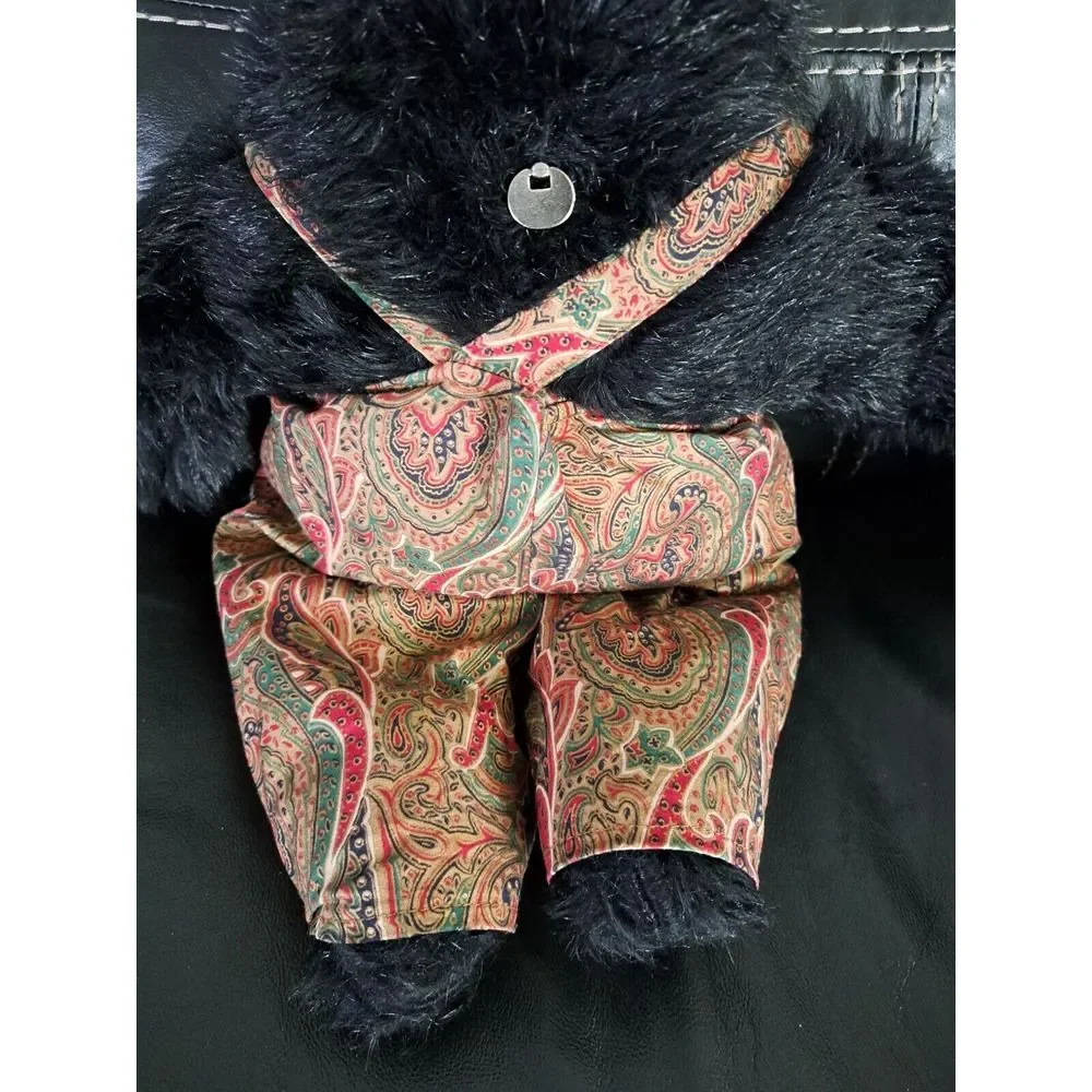 Vintage 1950s‎ Plush Black Teddy Bear Musical Wind Up Still Works. Rare, Antique